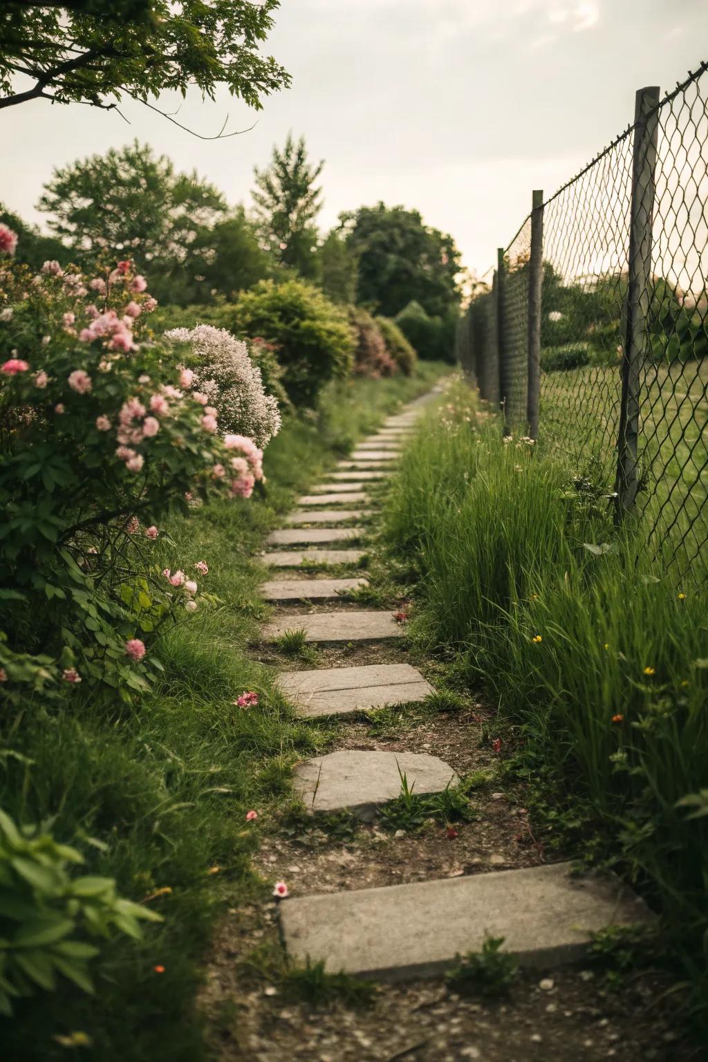 Invite exploration with charming pathways alongside your fence.