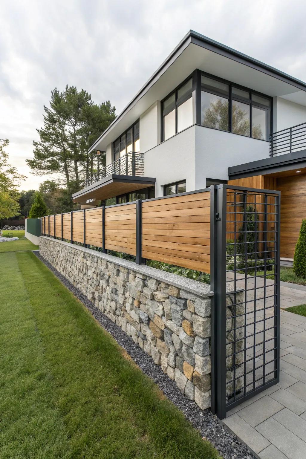 A mix of materials offers a unique, personalized fence.