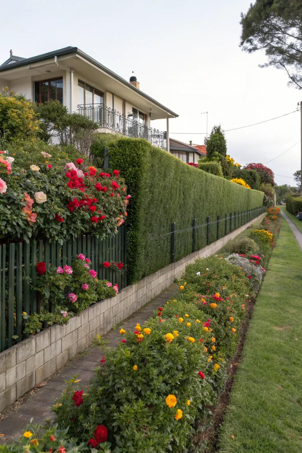 Living privacy: Hedge fencing for a lush, green barrier.