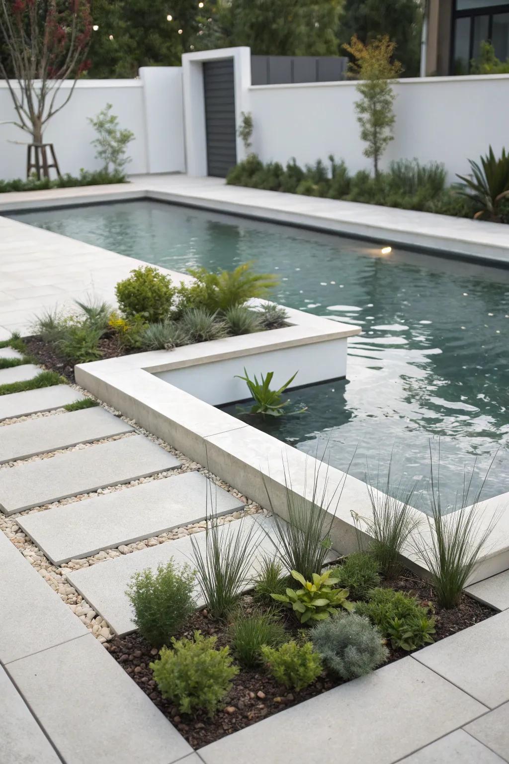 A minimalist retreat replaces a filled-in pool.