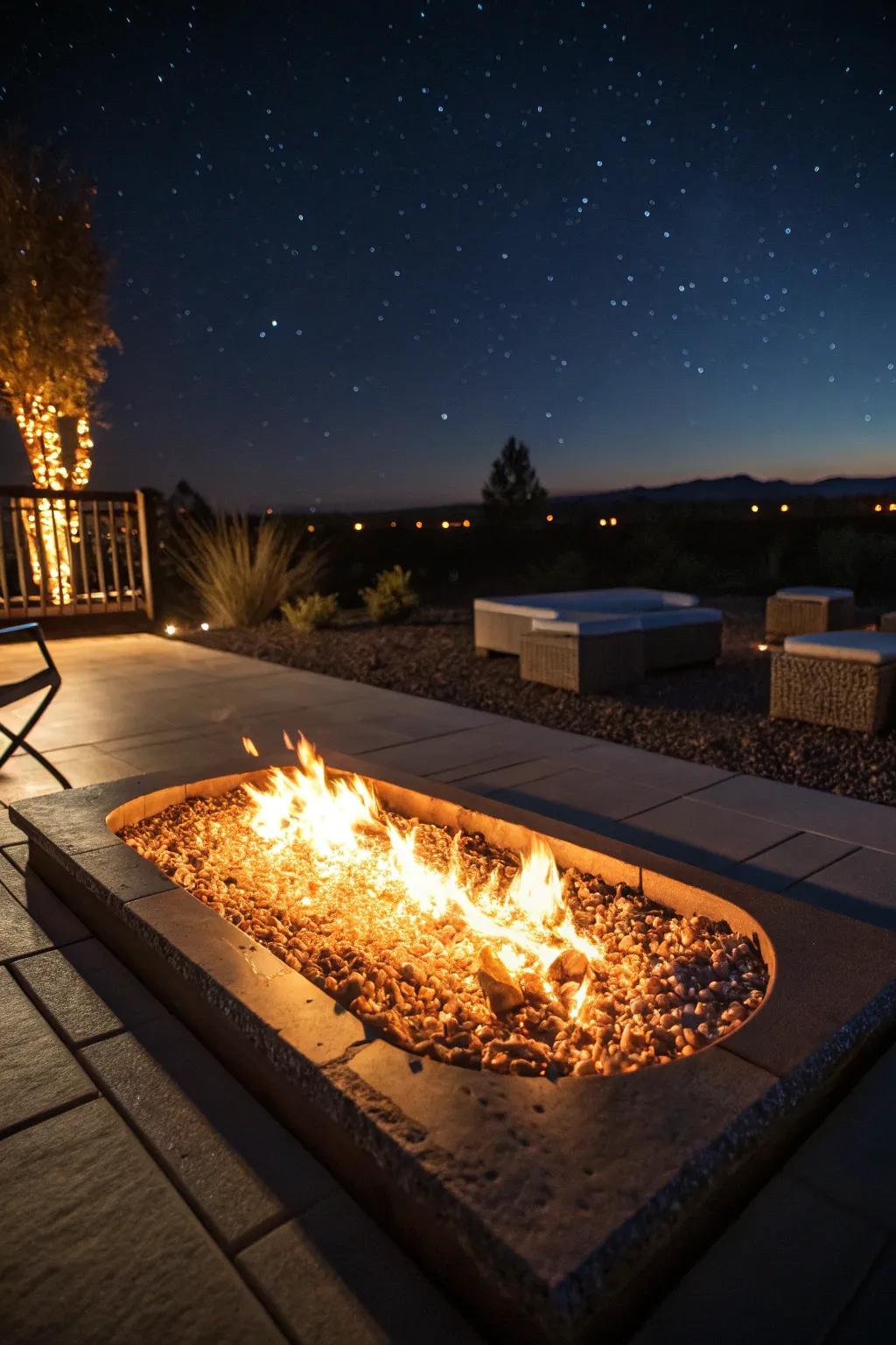 Fire glass adds a sparkling, luxurious touch to your fire pit.