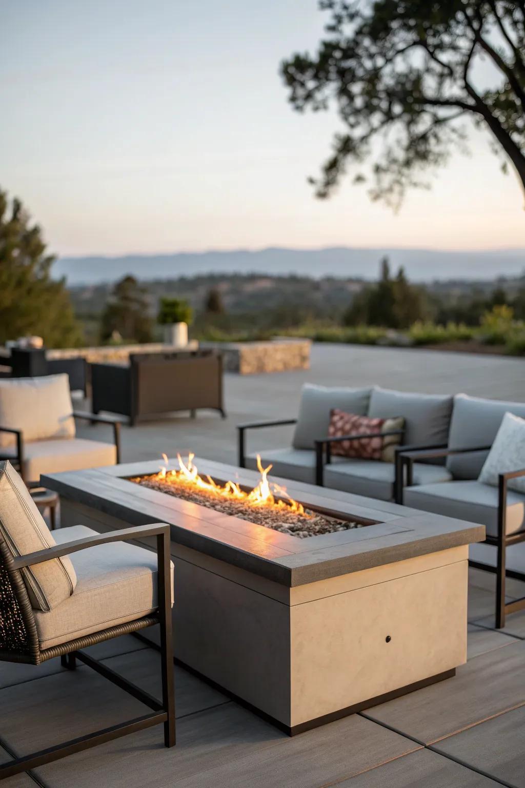Embrace simplicity with a rectangular fire pit table.