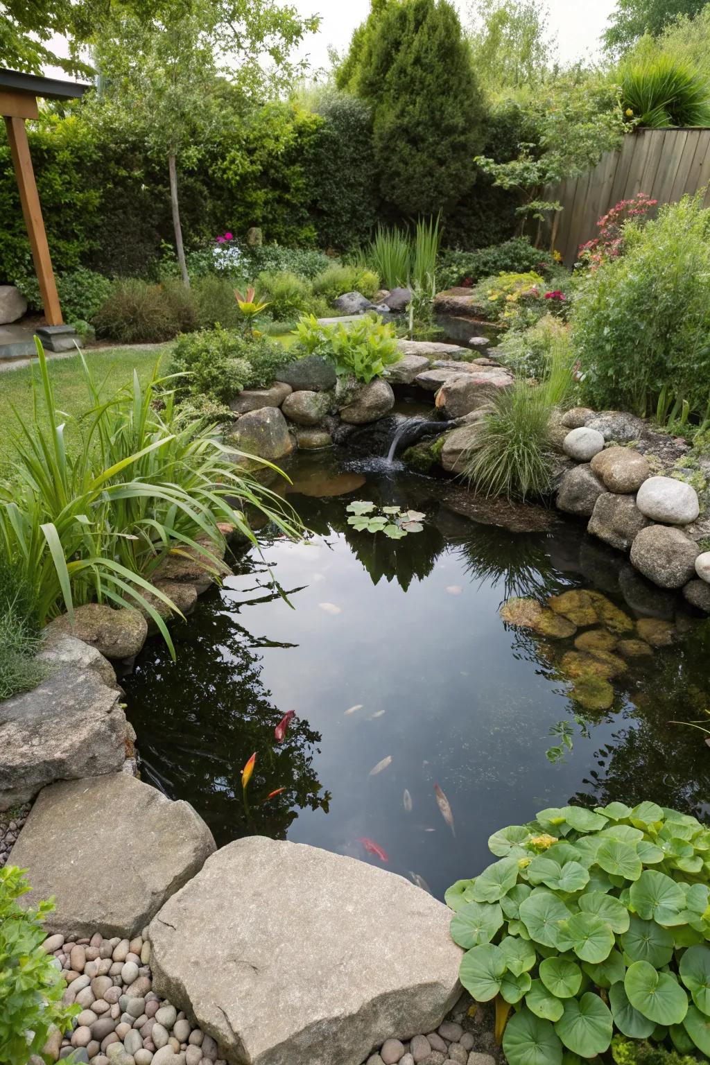 An in-ground pond blends naturally into the garden.