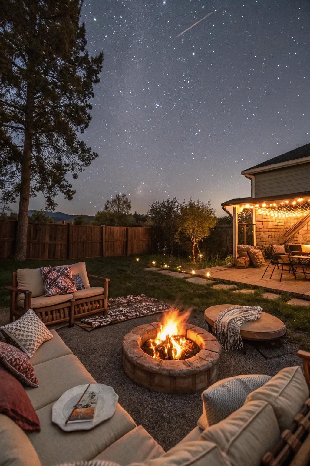 A fire pit adds warmth and charm to your backyard gatherings.