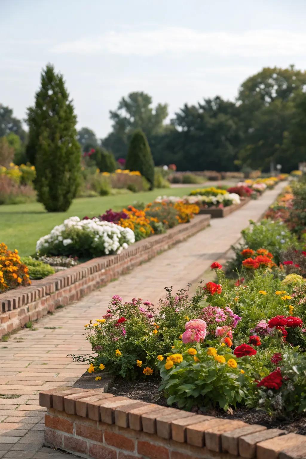 Classic brick edging for a neat and formal garden look.