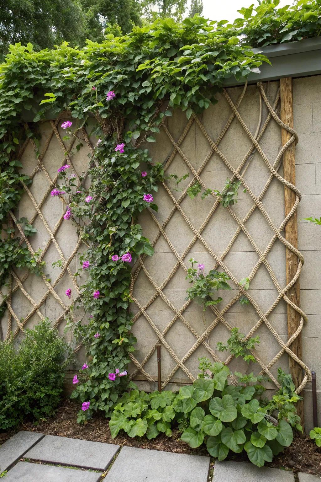 Rope trellises add a nautical touch to your garden.