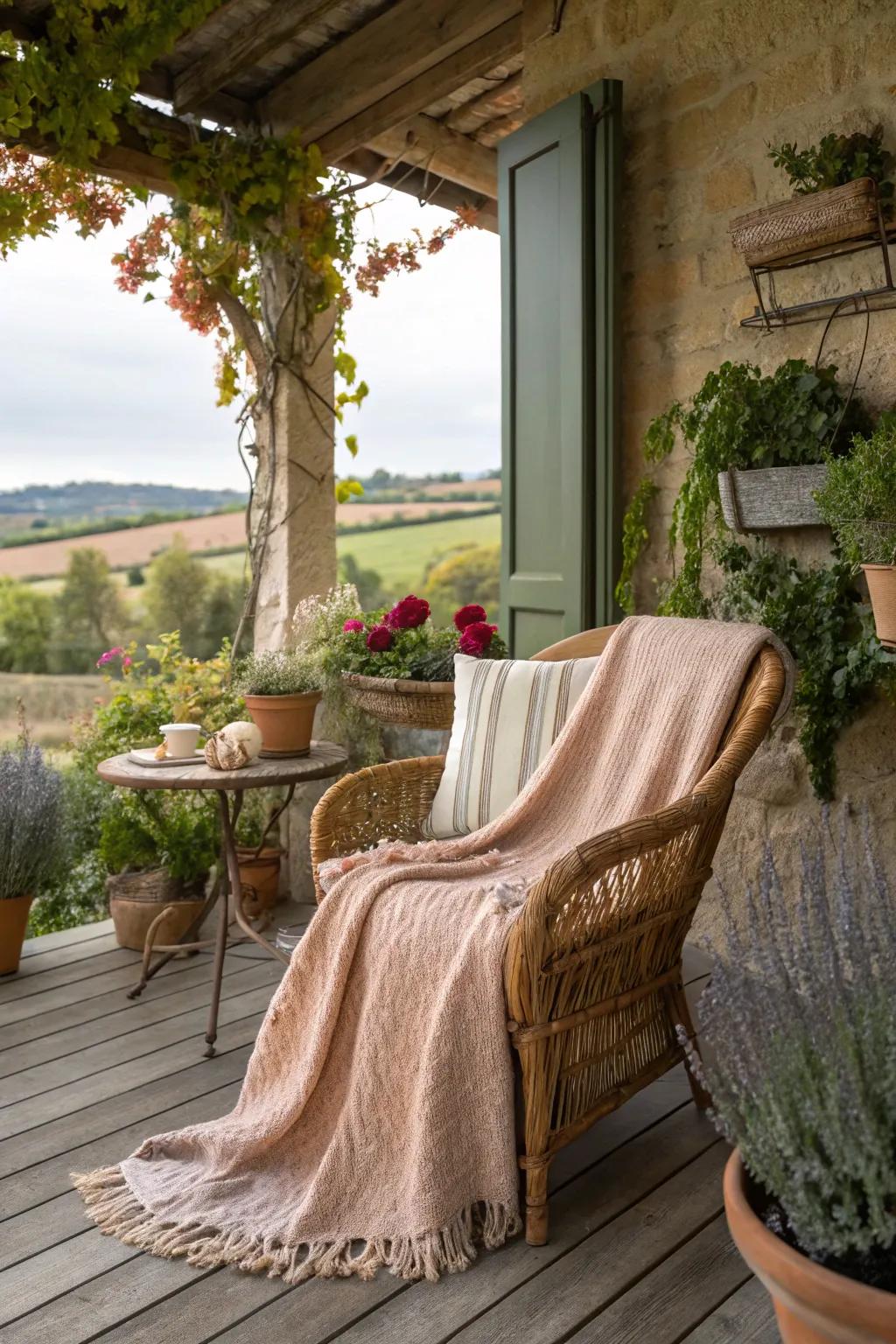 Cozy throws add warmth and comfort.