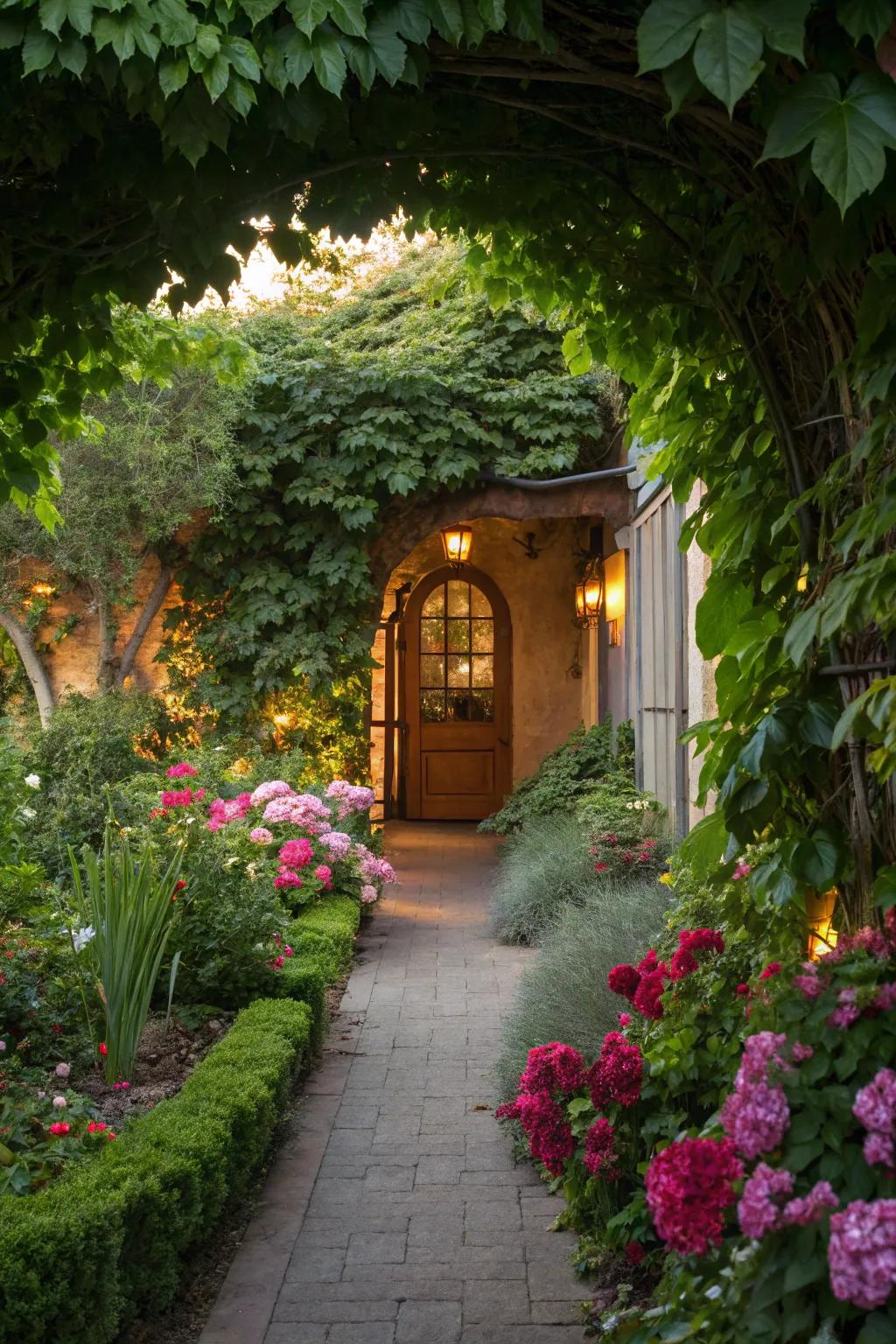 Create a garden oasis with lush green borders.
