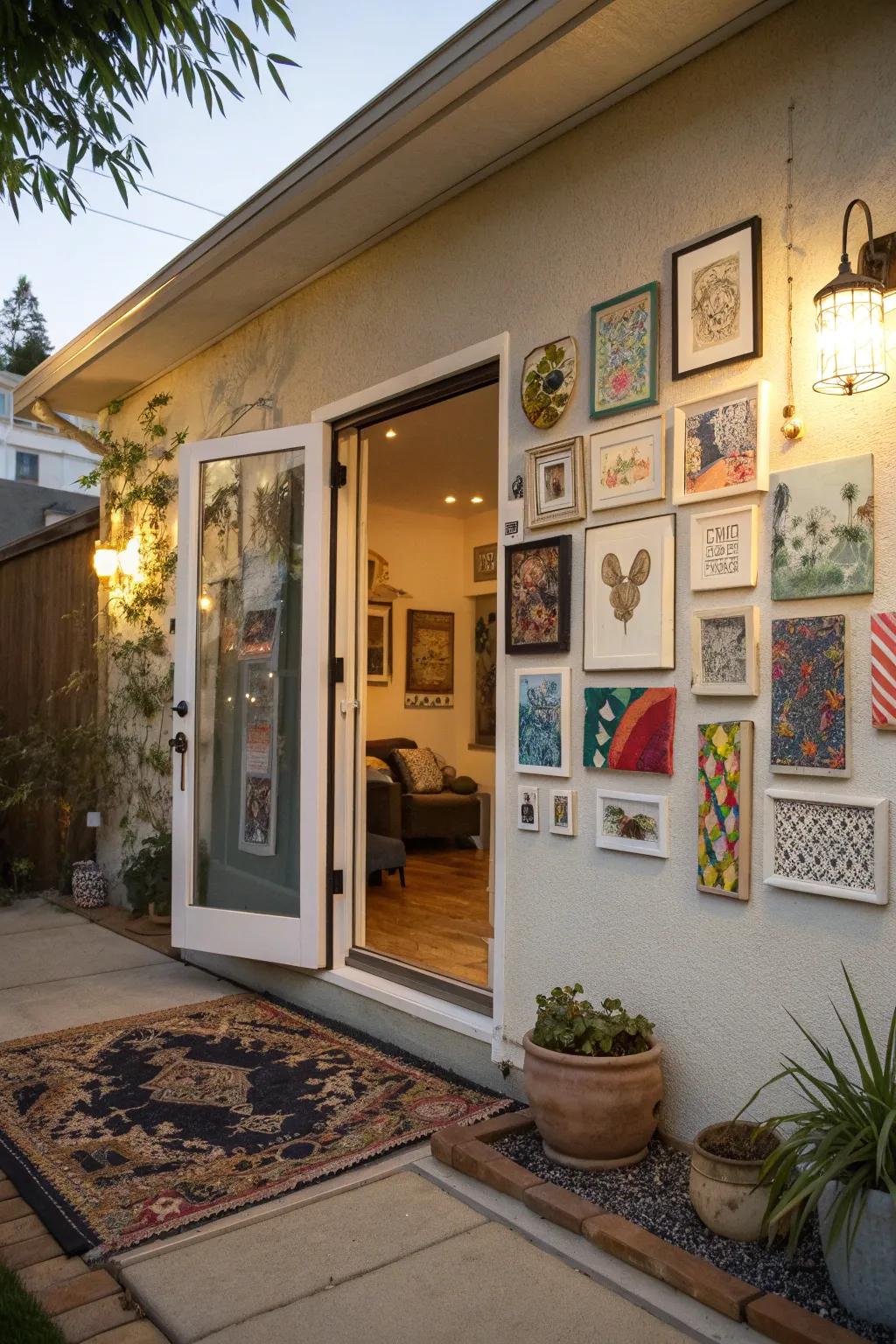 Outdoor art adds a personal touch to the patio.