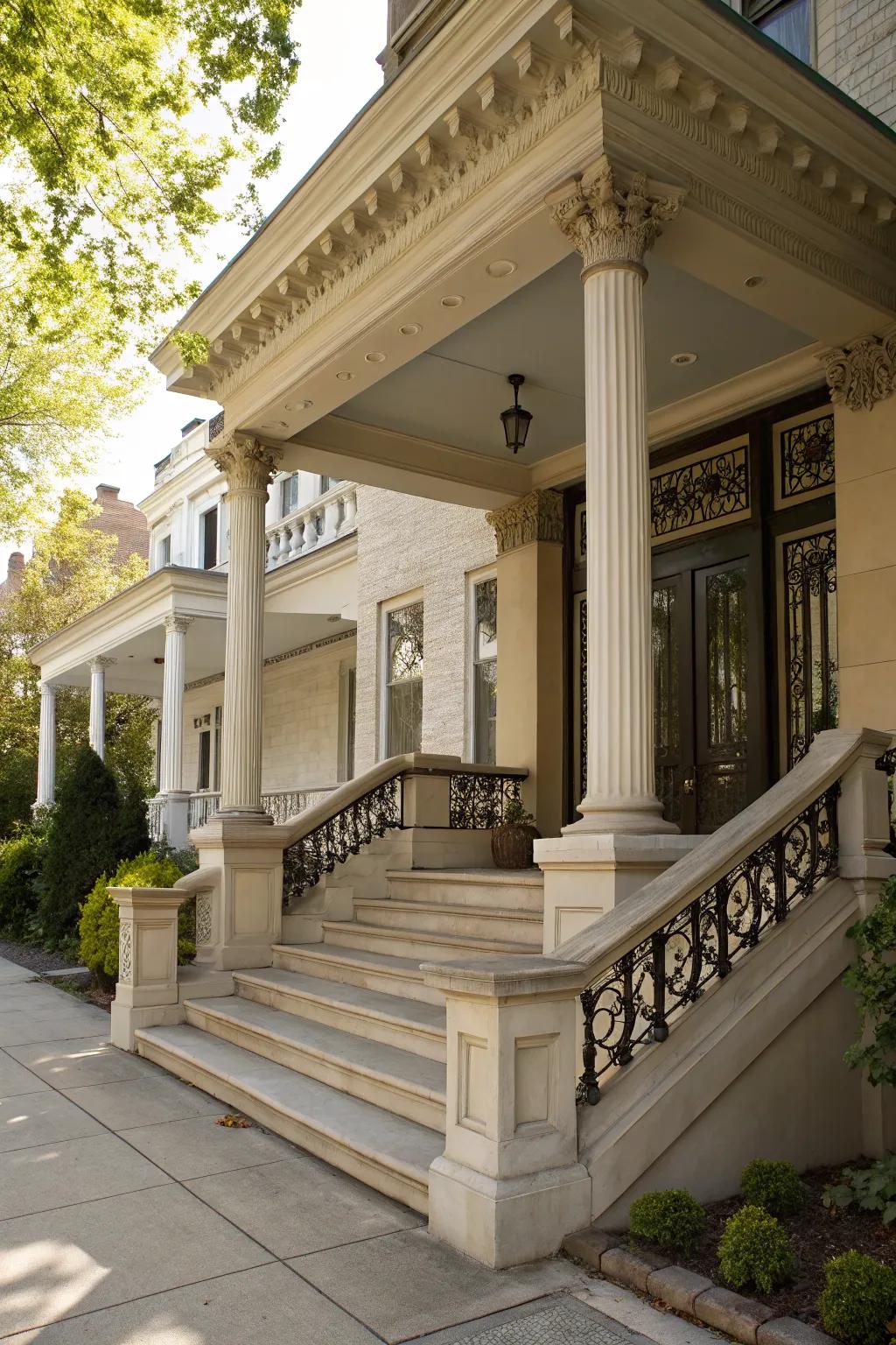 Architectural accents add grandeur and depth to your entrance.