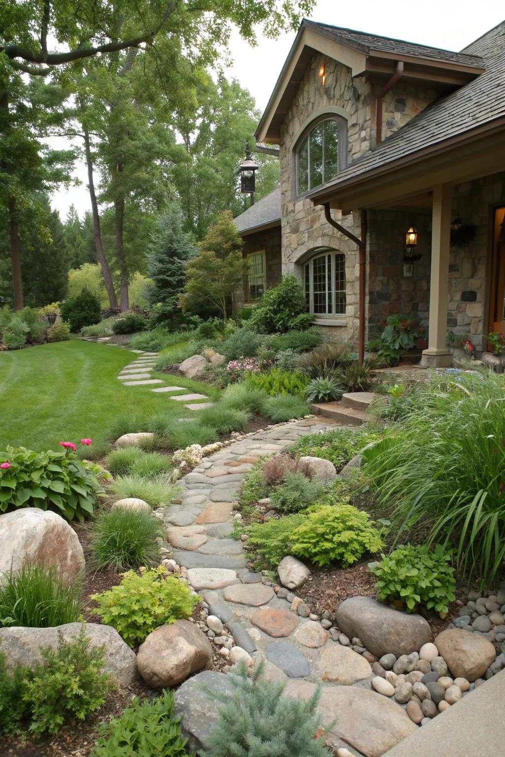 Stone accents bring a touch of nature to your landscape design.