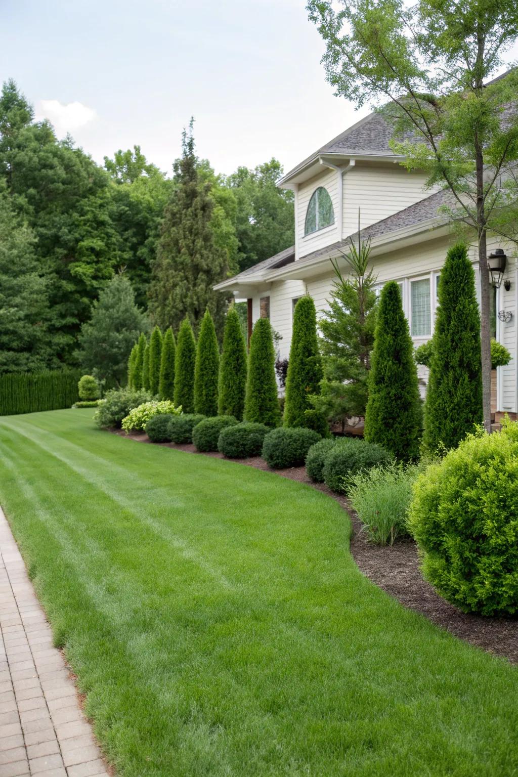 Evergreen shrubs maintain their beauty throughout the year.