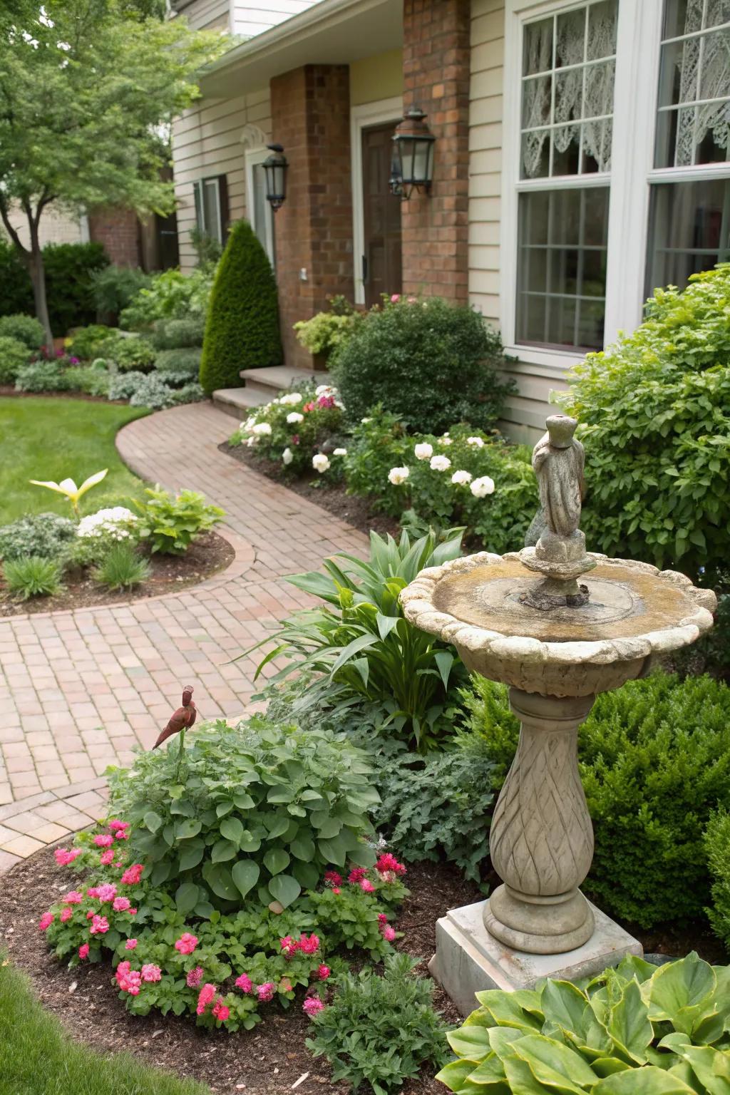 A garden ornament adding a personal touch to the landscape.