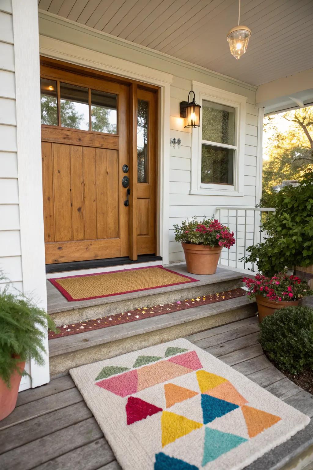 A fun doormat makes an inviting statement at your doorstep.