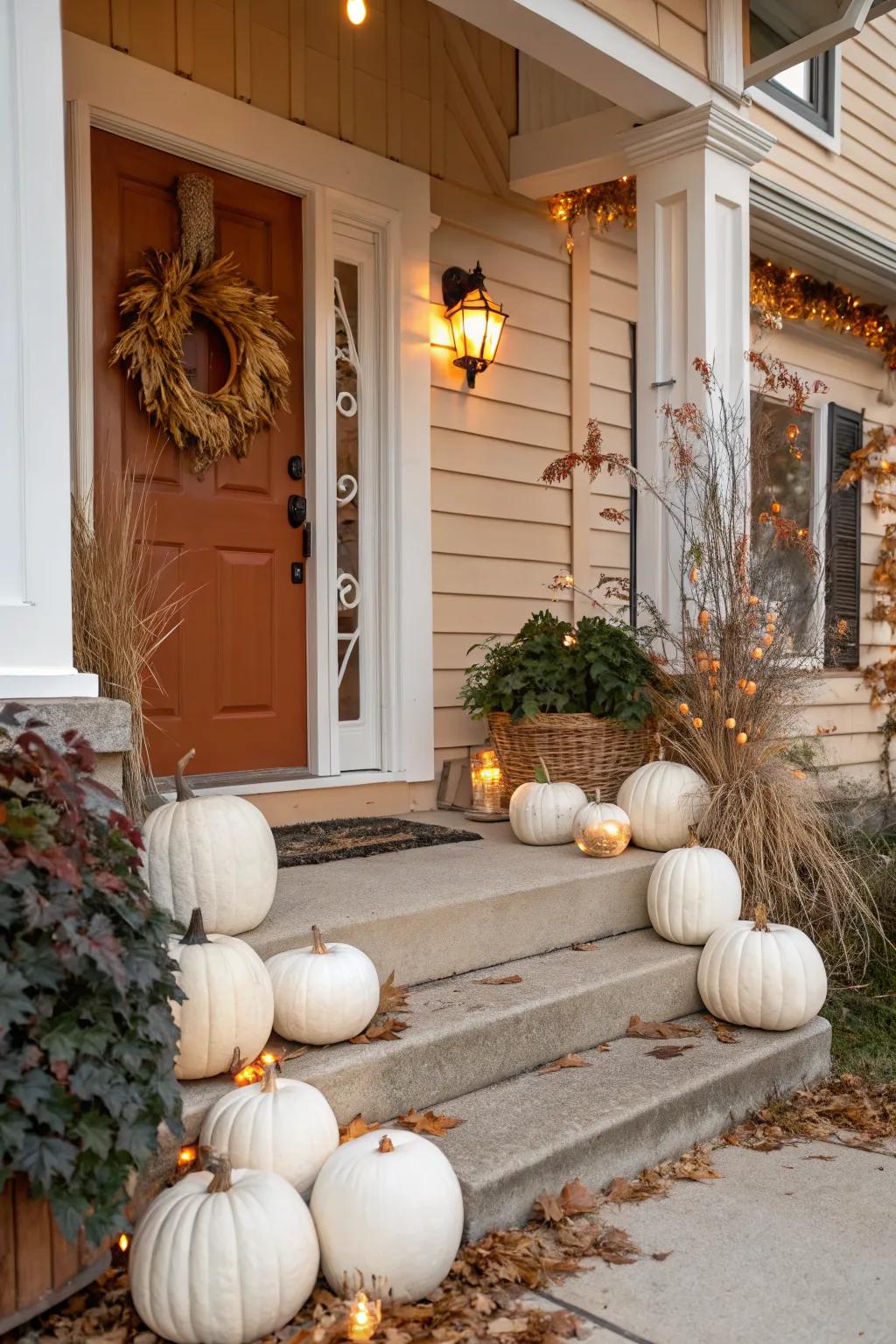 White pumpkins provide a modern, elegant twist to fall decor.