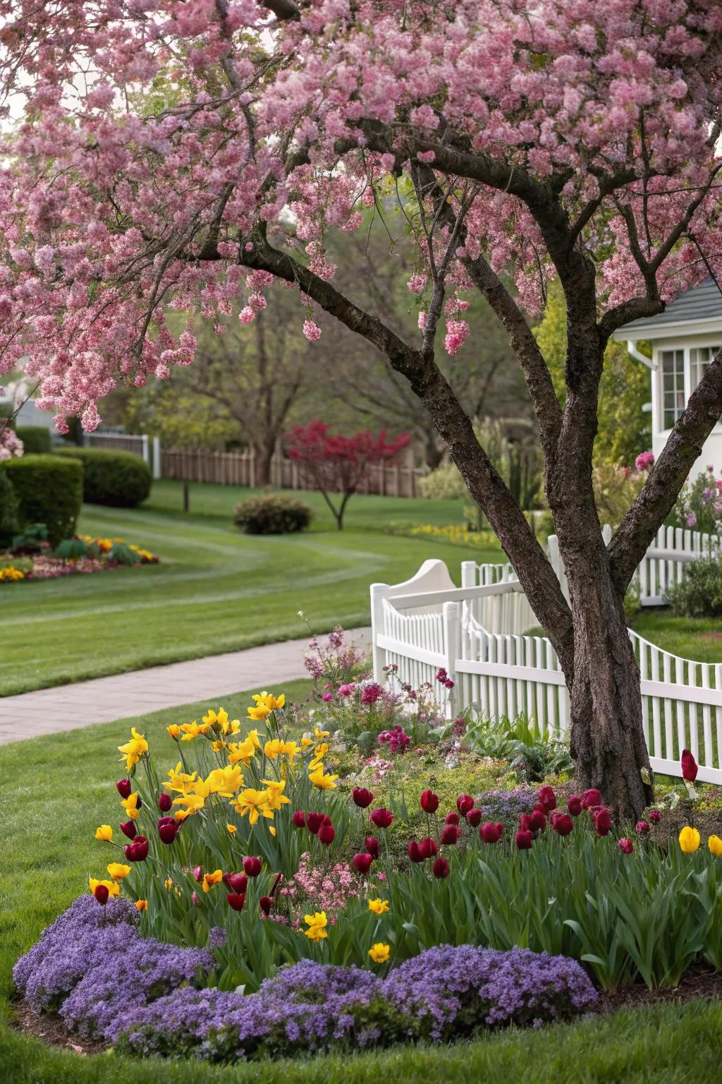 Crabapple trees provide ornamental beauty and small edible fruits.