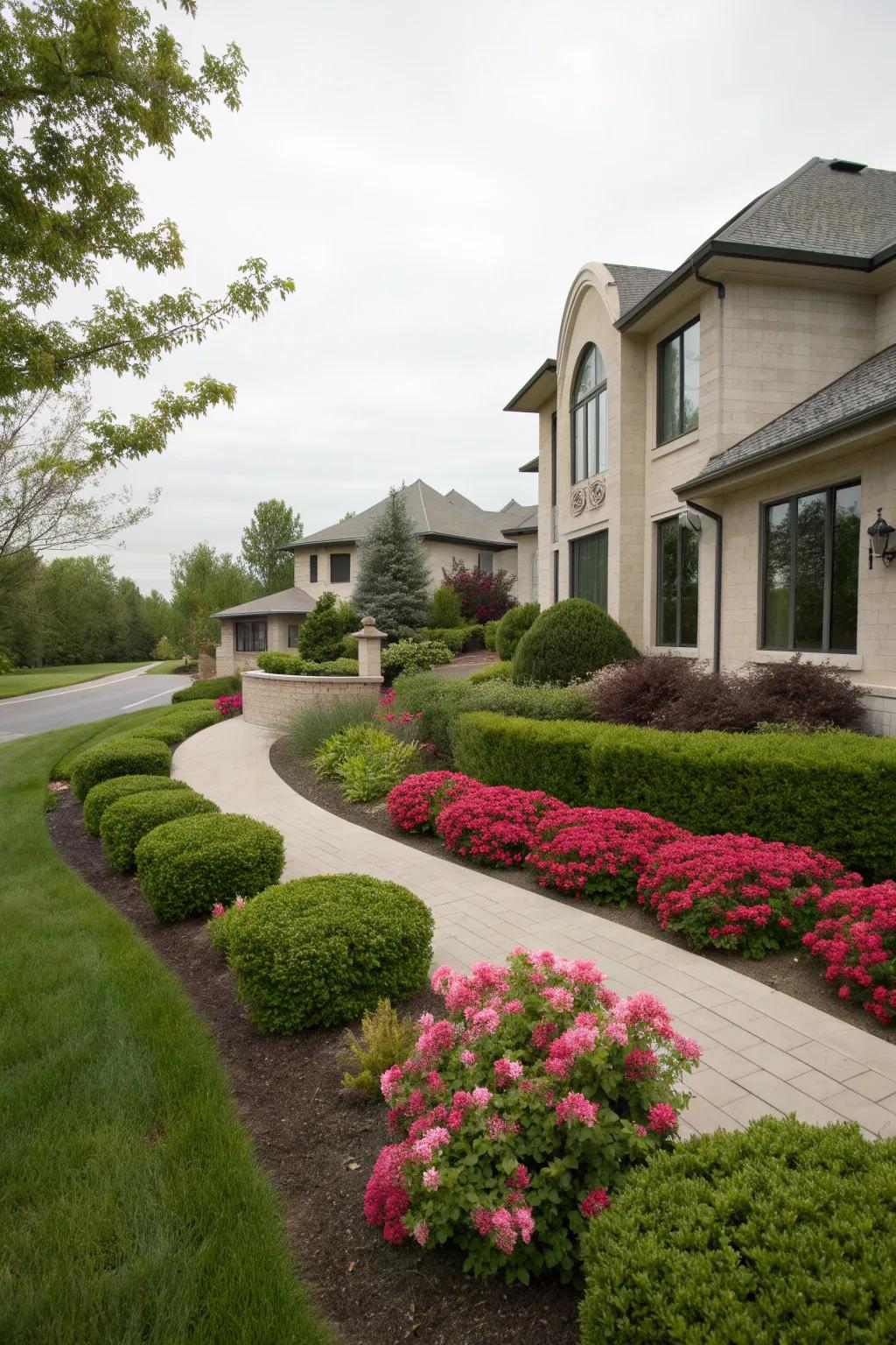 Landscaping that beautifully complements a modern home's design.