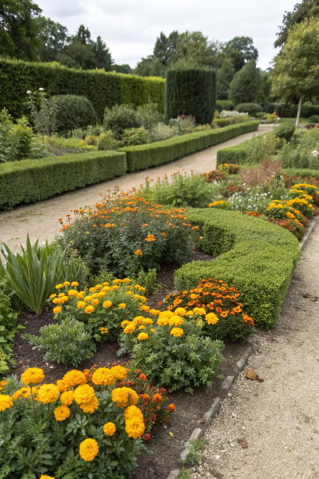 Integrate marigolds seamlessly with your landscape.