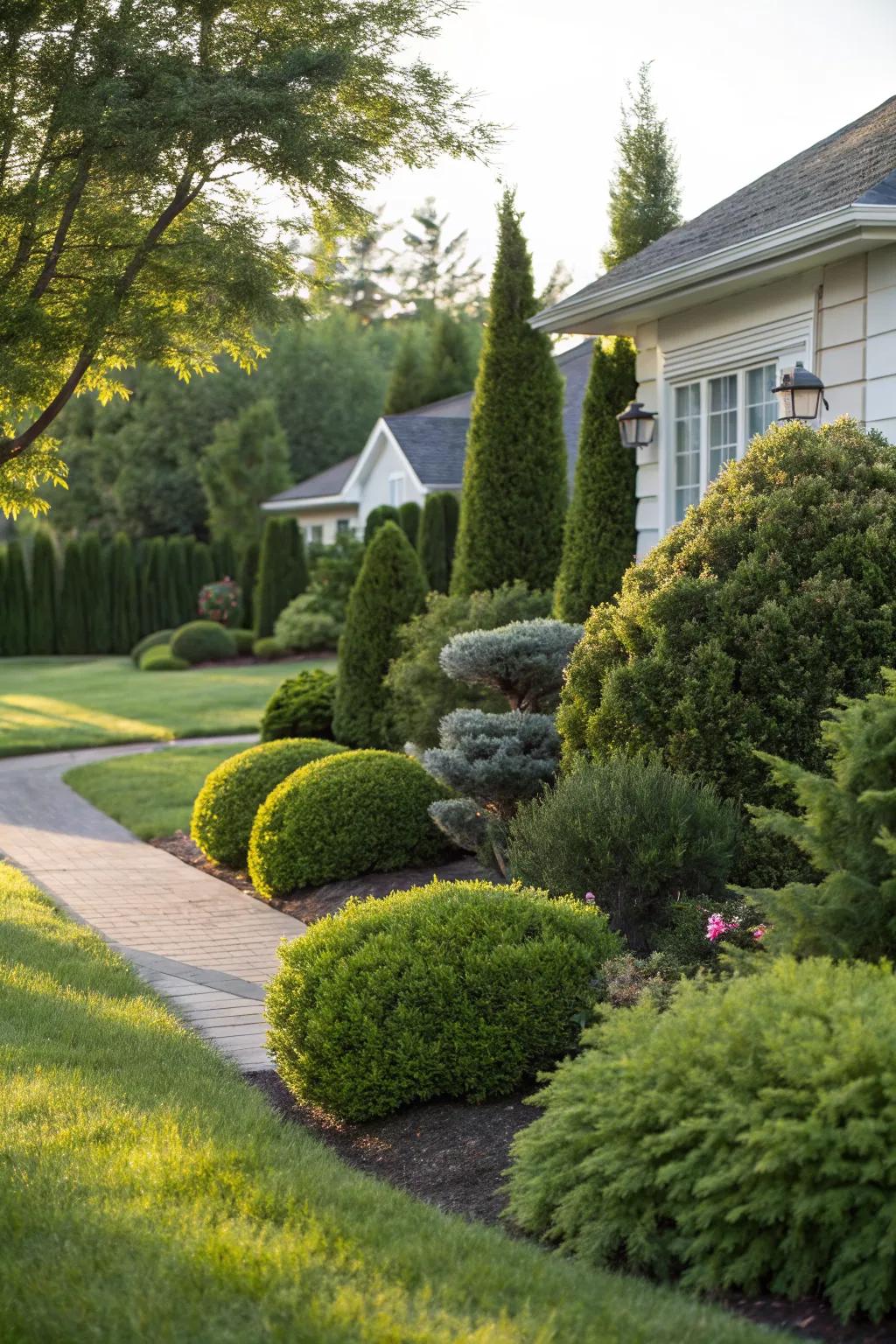 Evergreens offer constant color and structure.