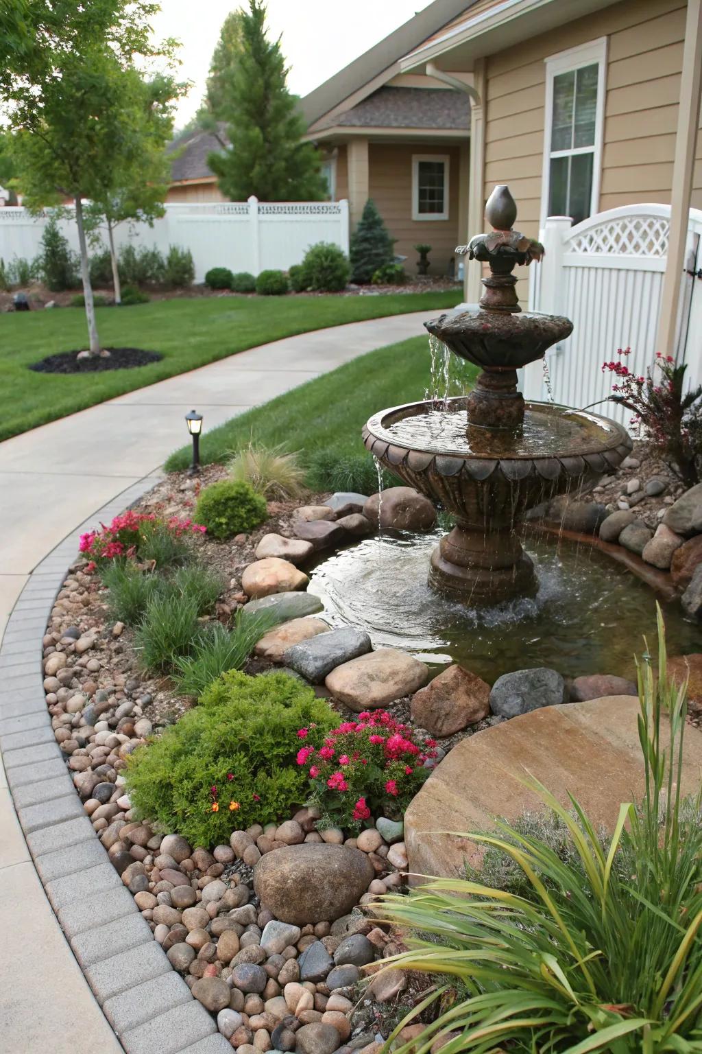 Introduce tranquility with a water feature.