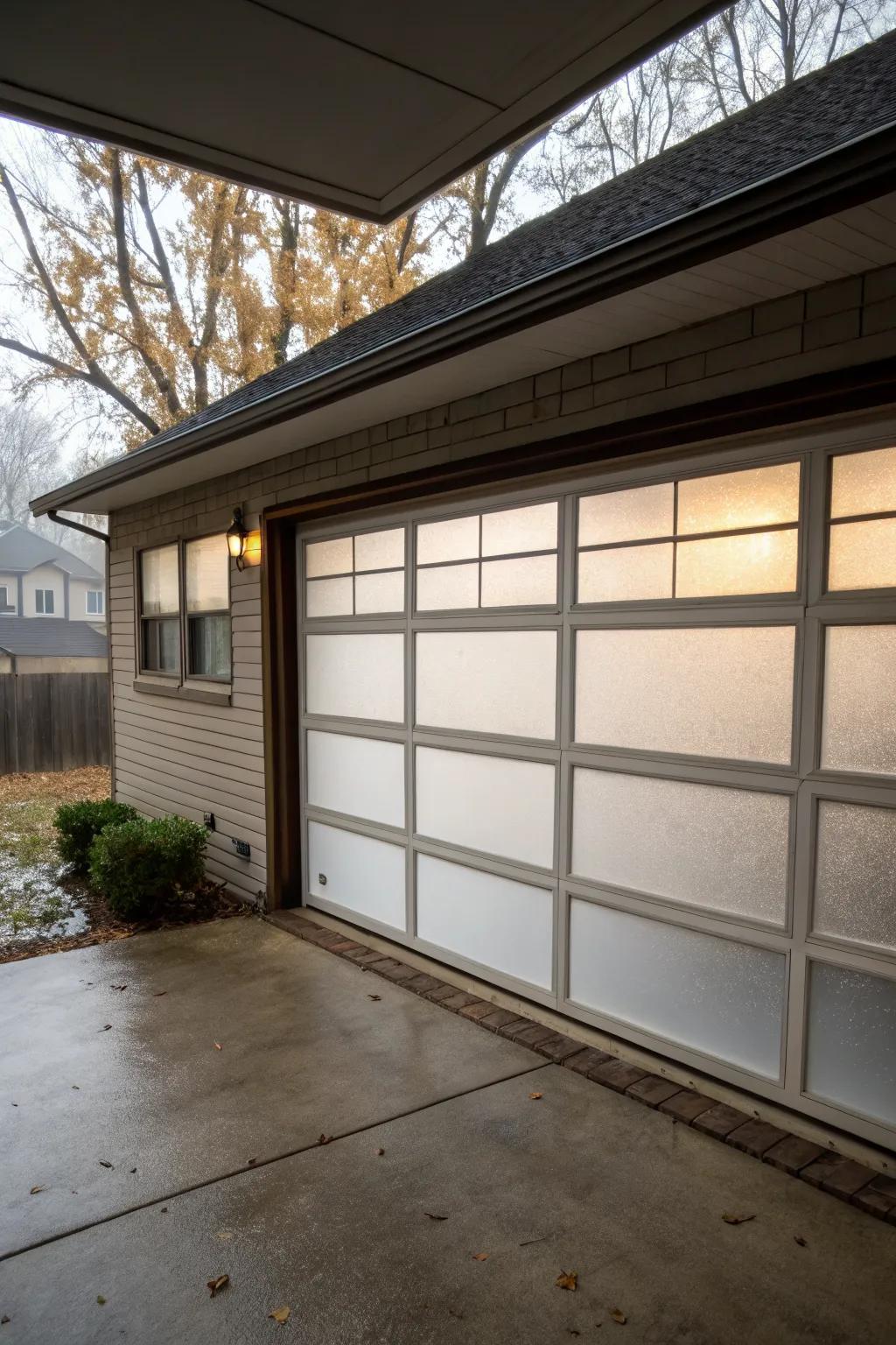 Frosted glass for privacy and light in your garage.