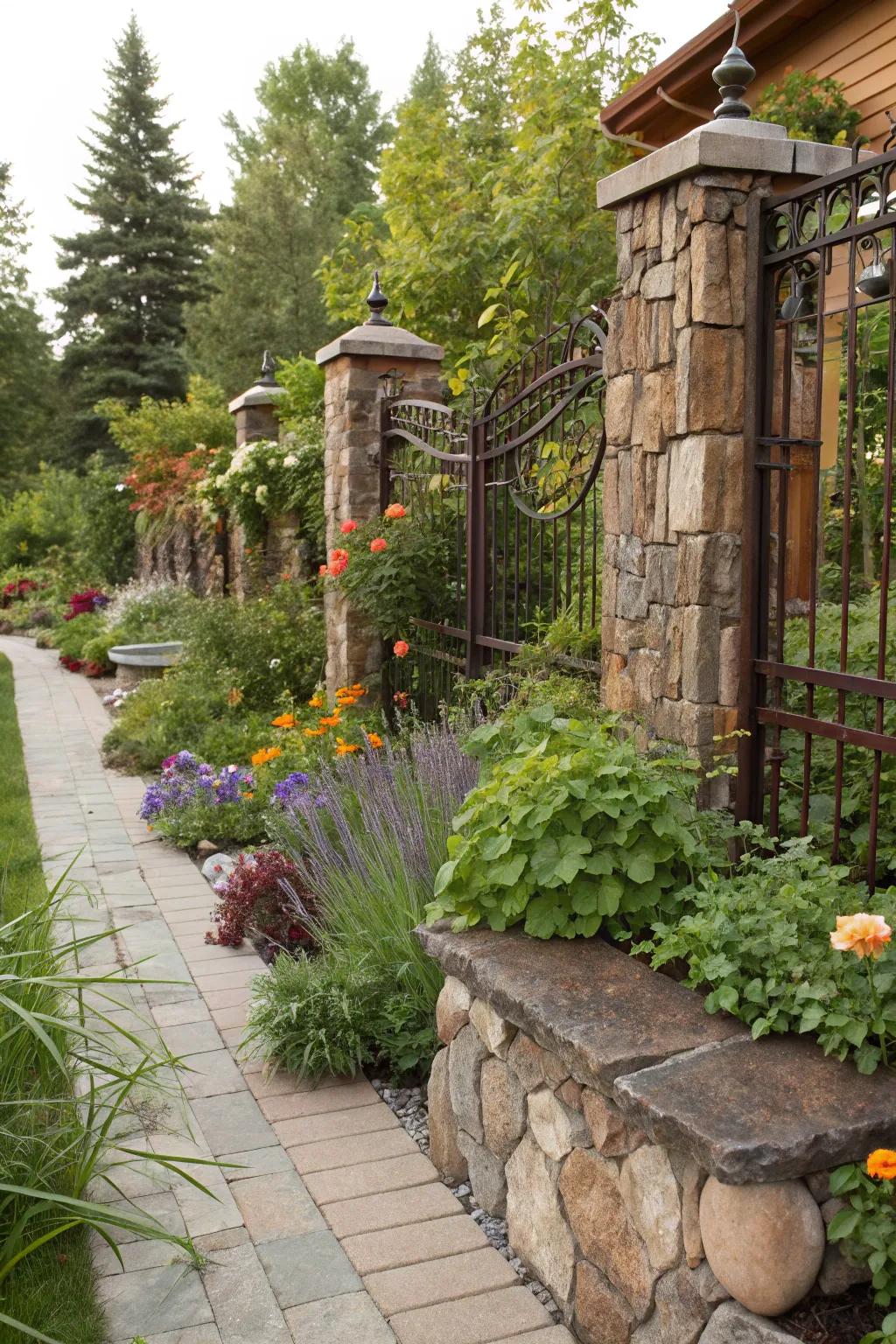 Mixed-material borders offer a unique, eclectic style.