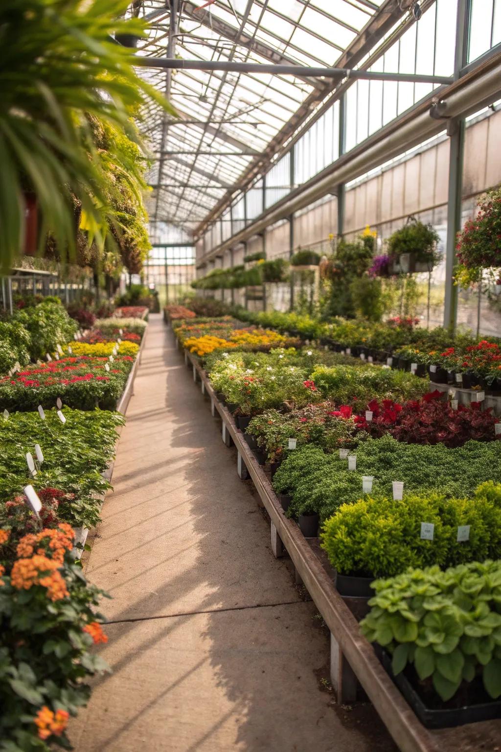 Efficient and aesthetically pleasing greenhouse layout.