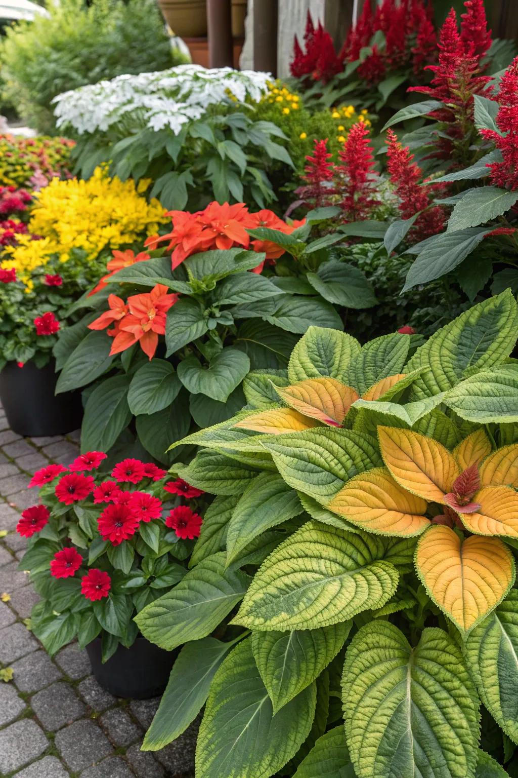 Bold plant groupings add drama and interest to a garden.
