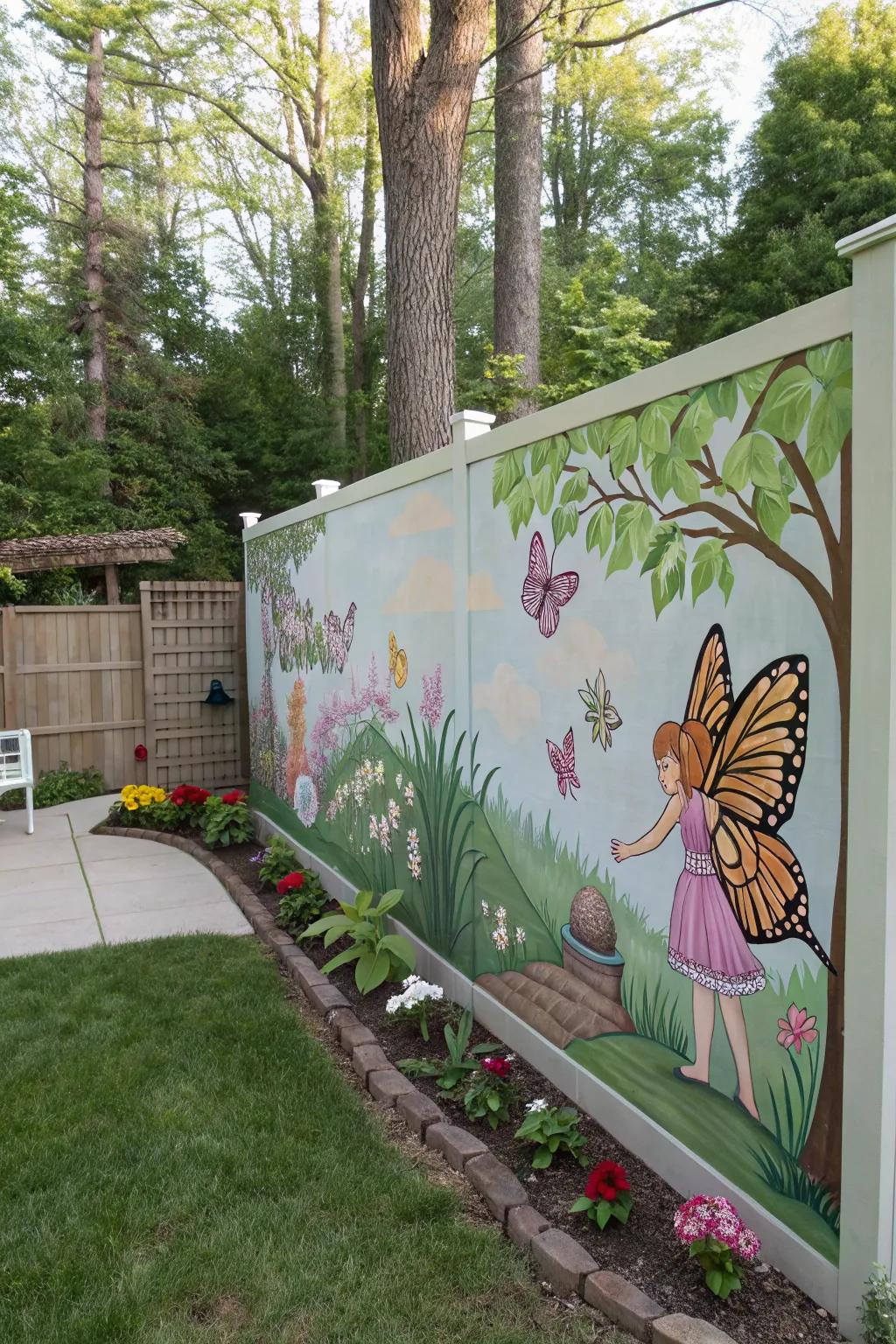 Whimsical murals add a touch of magic to your garden.