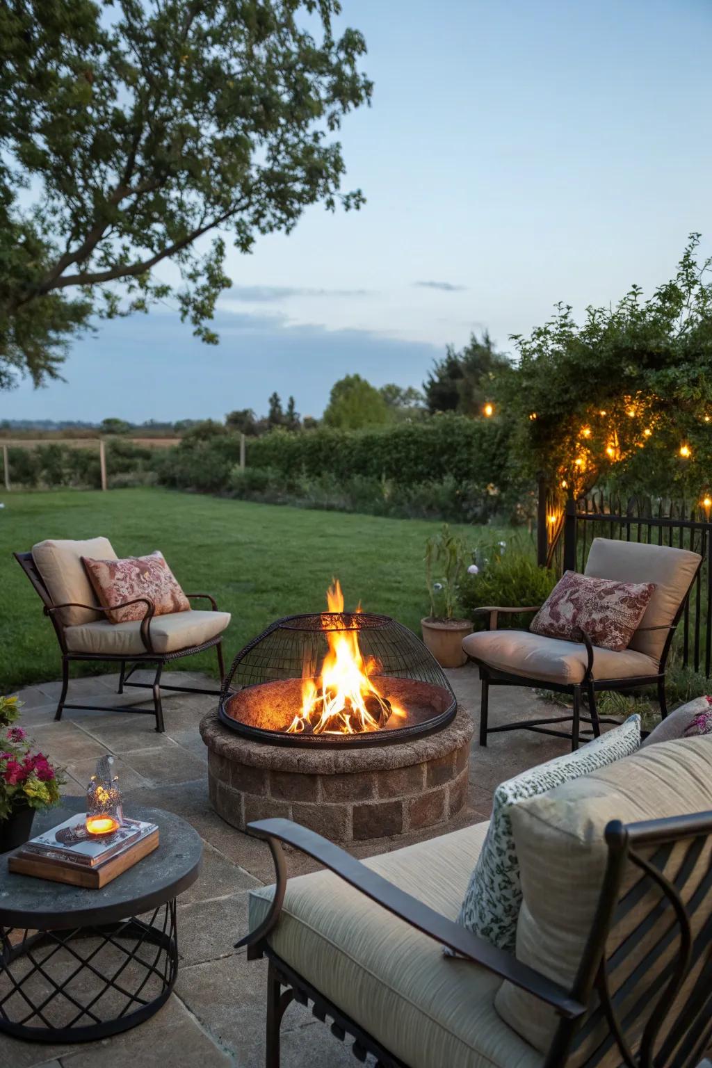 Fire pits provide warmth and a gathering spot for cool nights.