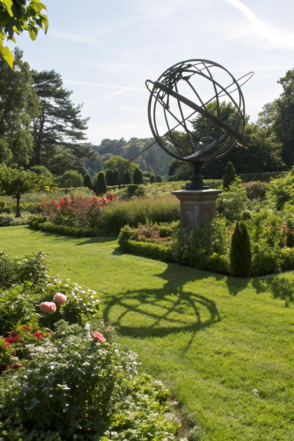 Add a touch of modern elegance with spherical sculptures.