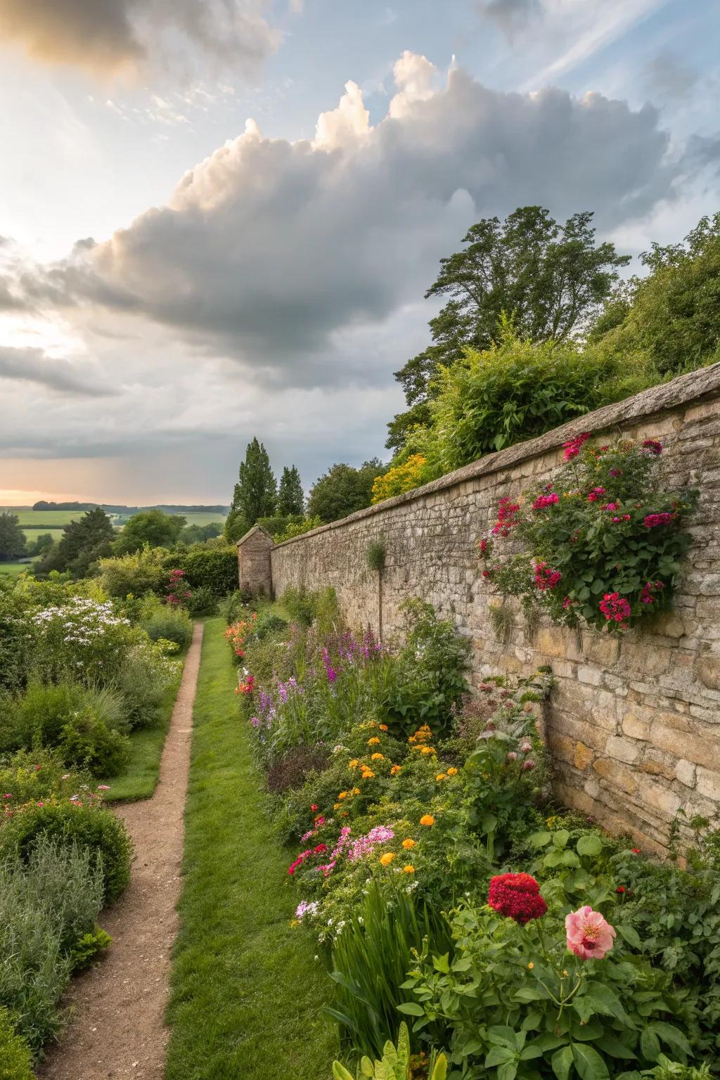 Stone walls offer classic beauty and robust privacy.