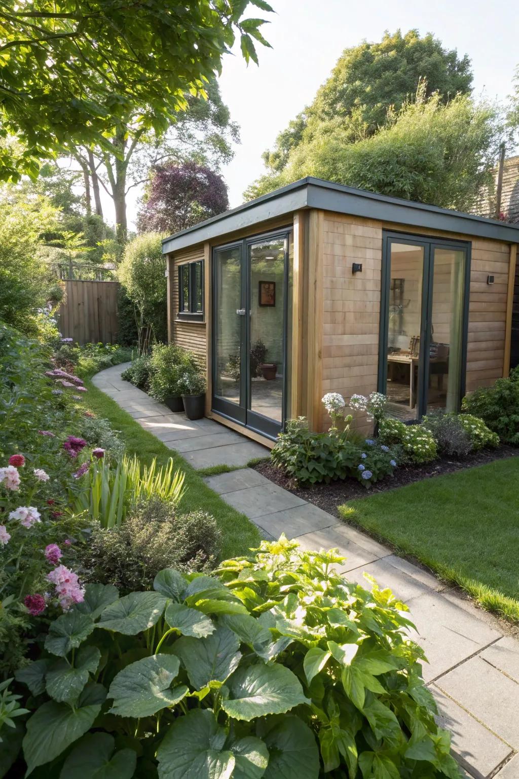 A compact but functional garden room in a small garden.