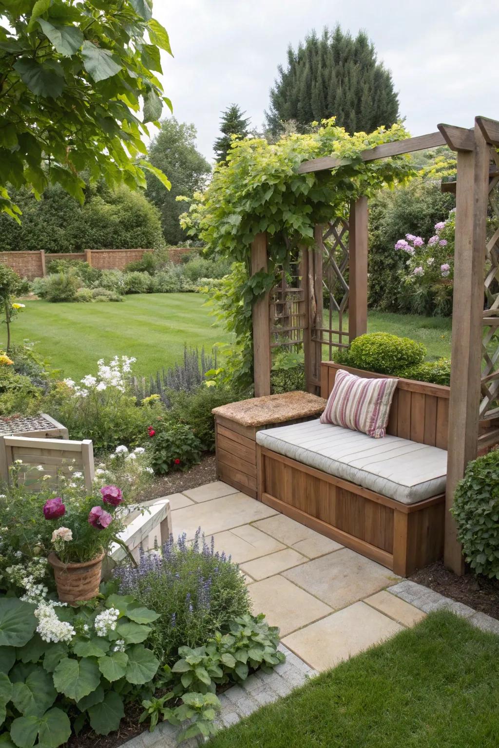 Maximize space with a built-in bench that offers storage.