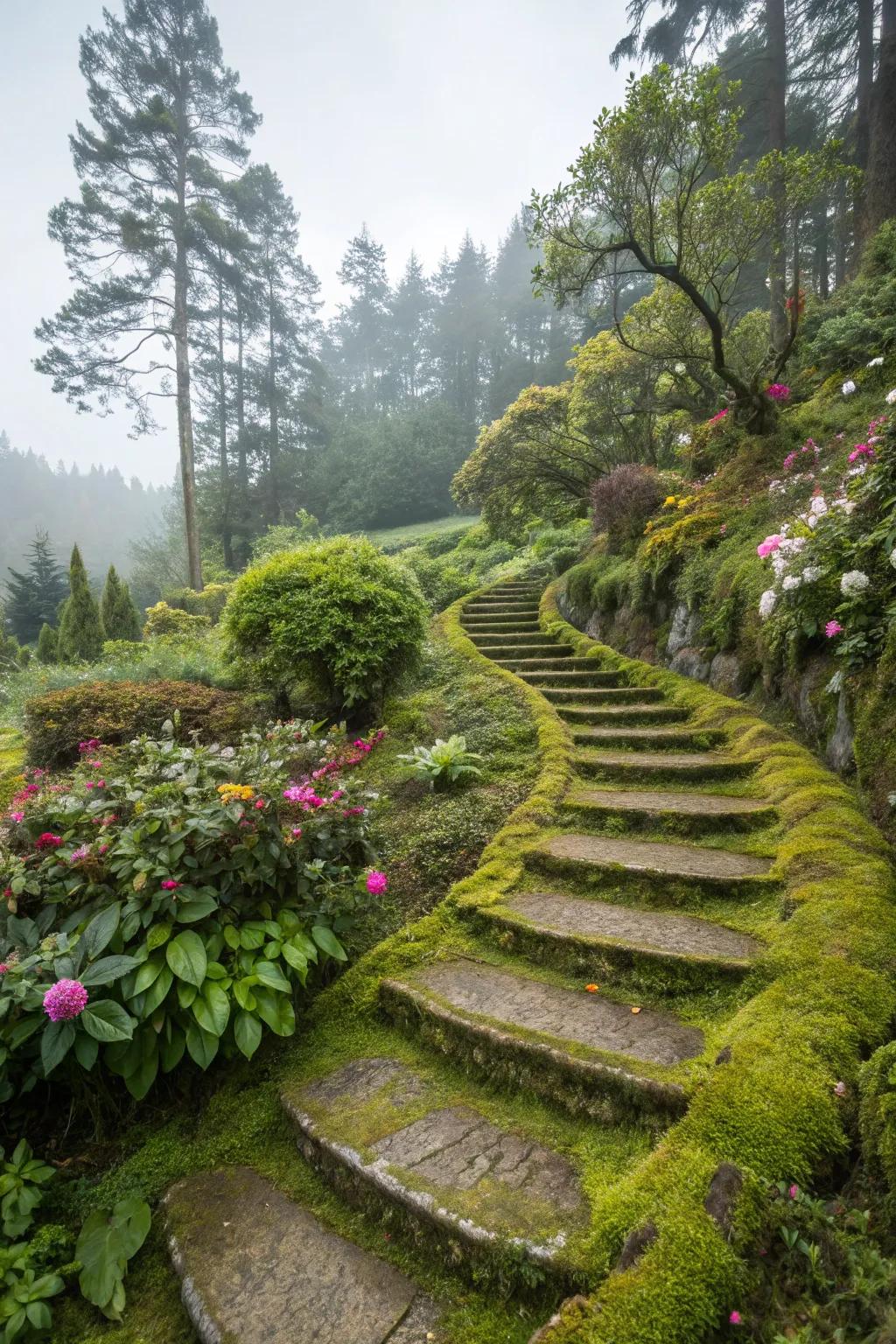 Curved steps invite exploration.