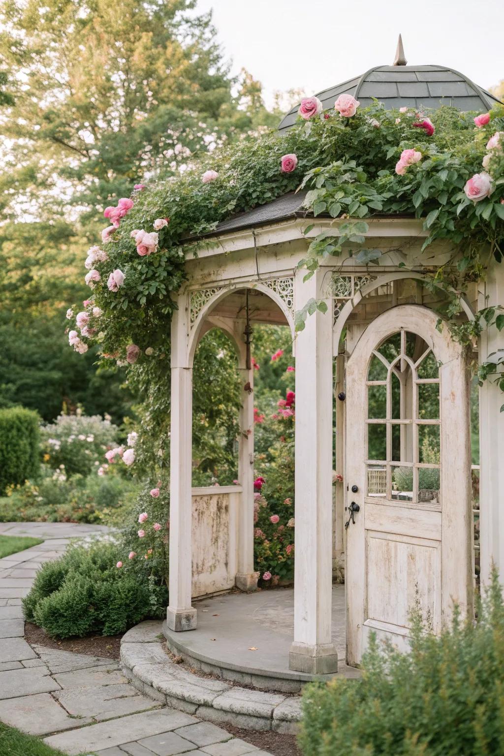 Arched doors bring a whimsical, vintage touch.