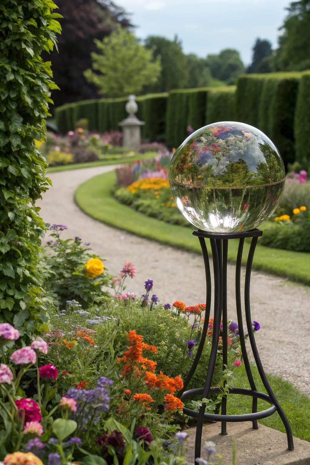 Integrating flower arrangements creates a harmonious garden display.