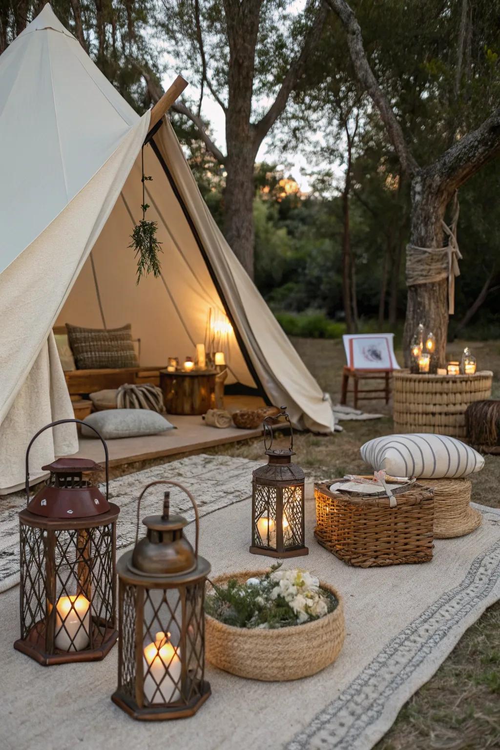 Chic accessories can elevate the style of your glamping site.