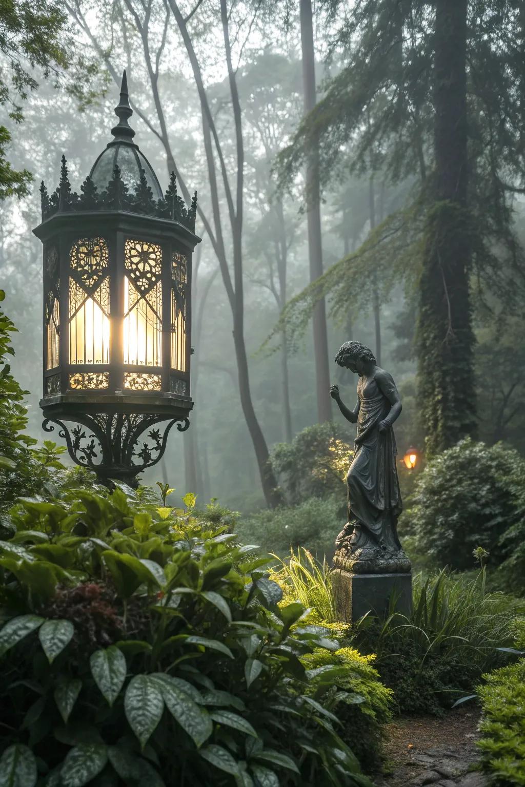 Gothic decorations add a whimsical touch.