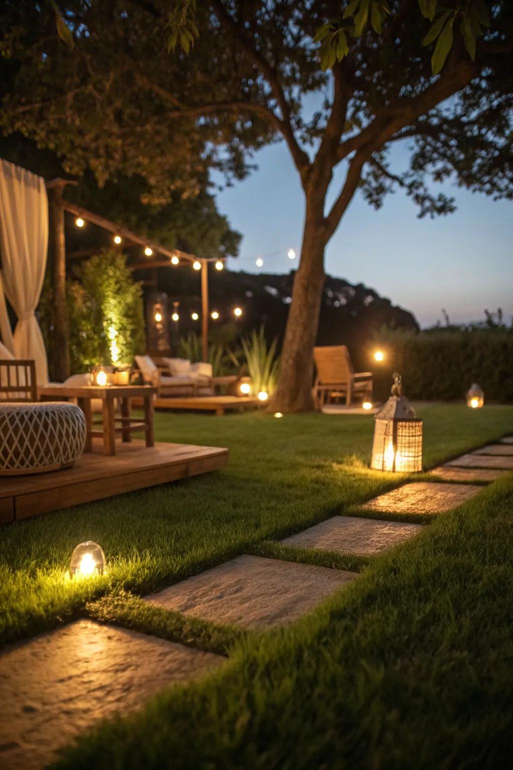 Soft lighting transforms your patio into a magical retreat.