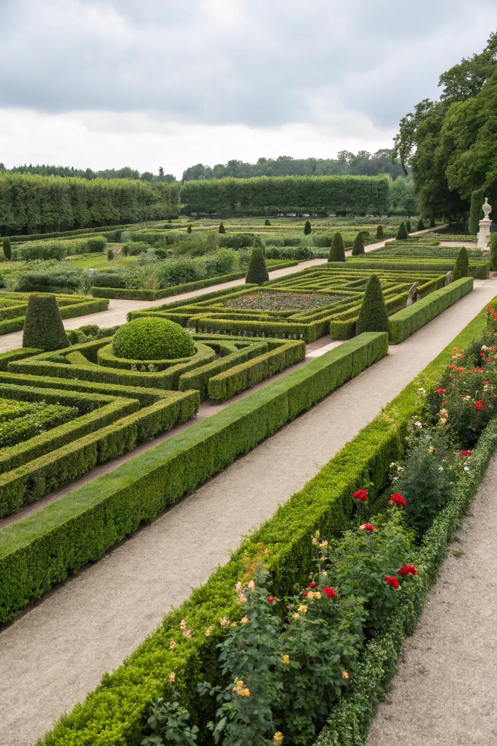 Formal gardens offer refined elegance through symmetry and structure