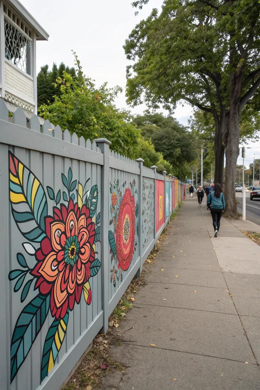 Unleash your creativity with a mural on your grey fence.