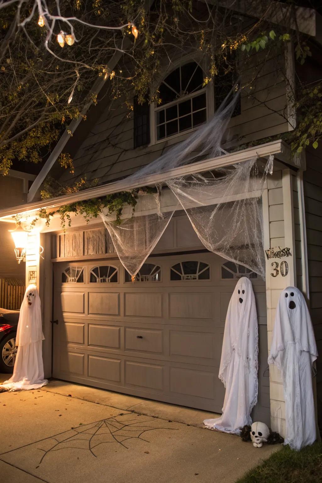 A haunted house scene right on your garage.