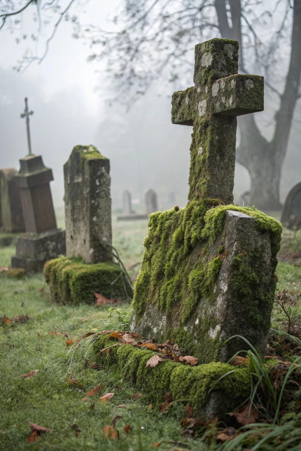 Achieve a realistic look with textured and weathered gravestones.