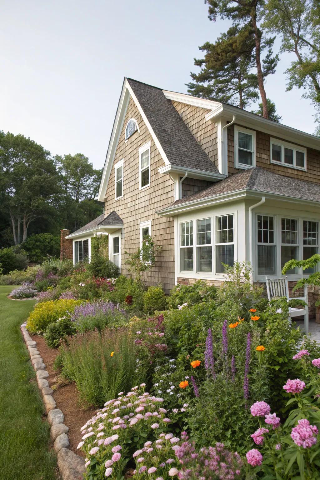 Shingle-style siding brings a cozy cottage feel to life.