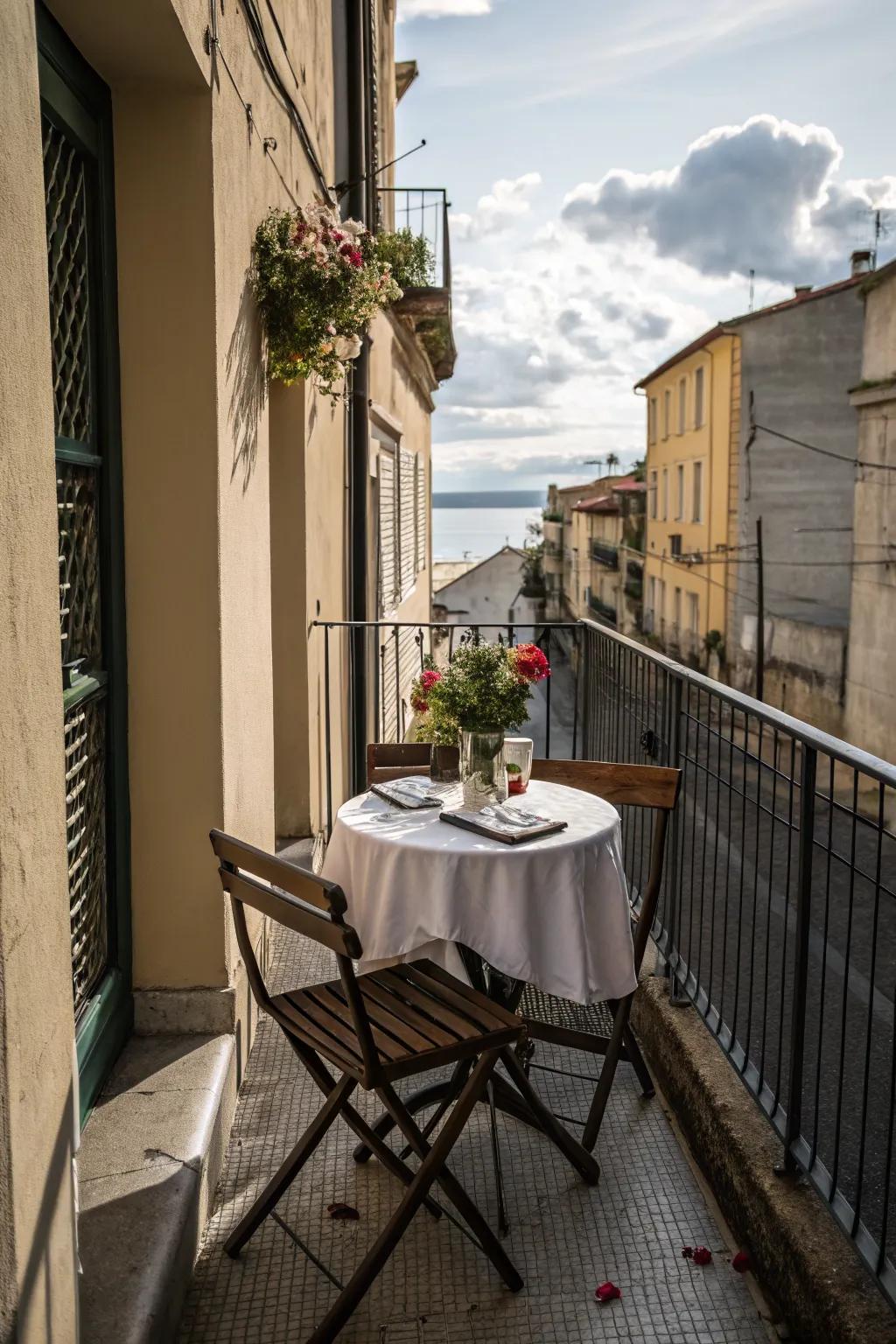 Bistro sets make small spaces inviting and functional.