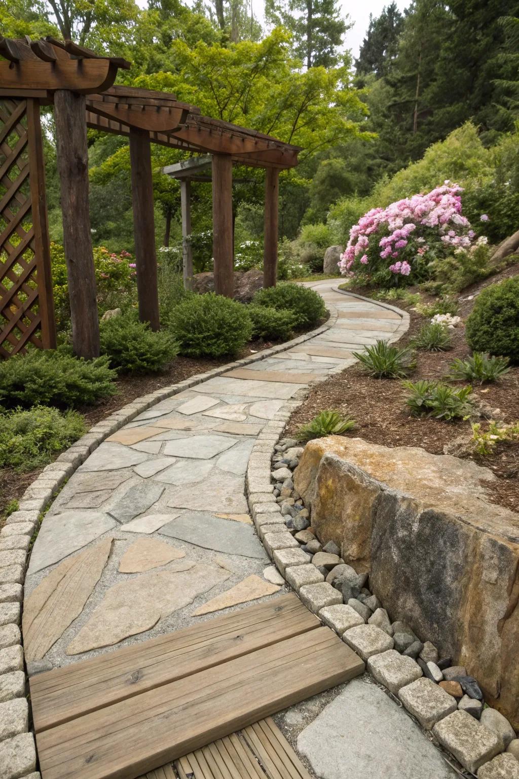 A creative mix of materials for a unique walkway.