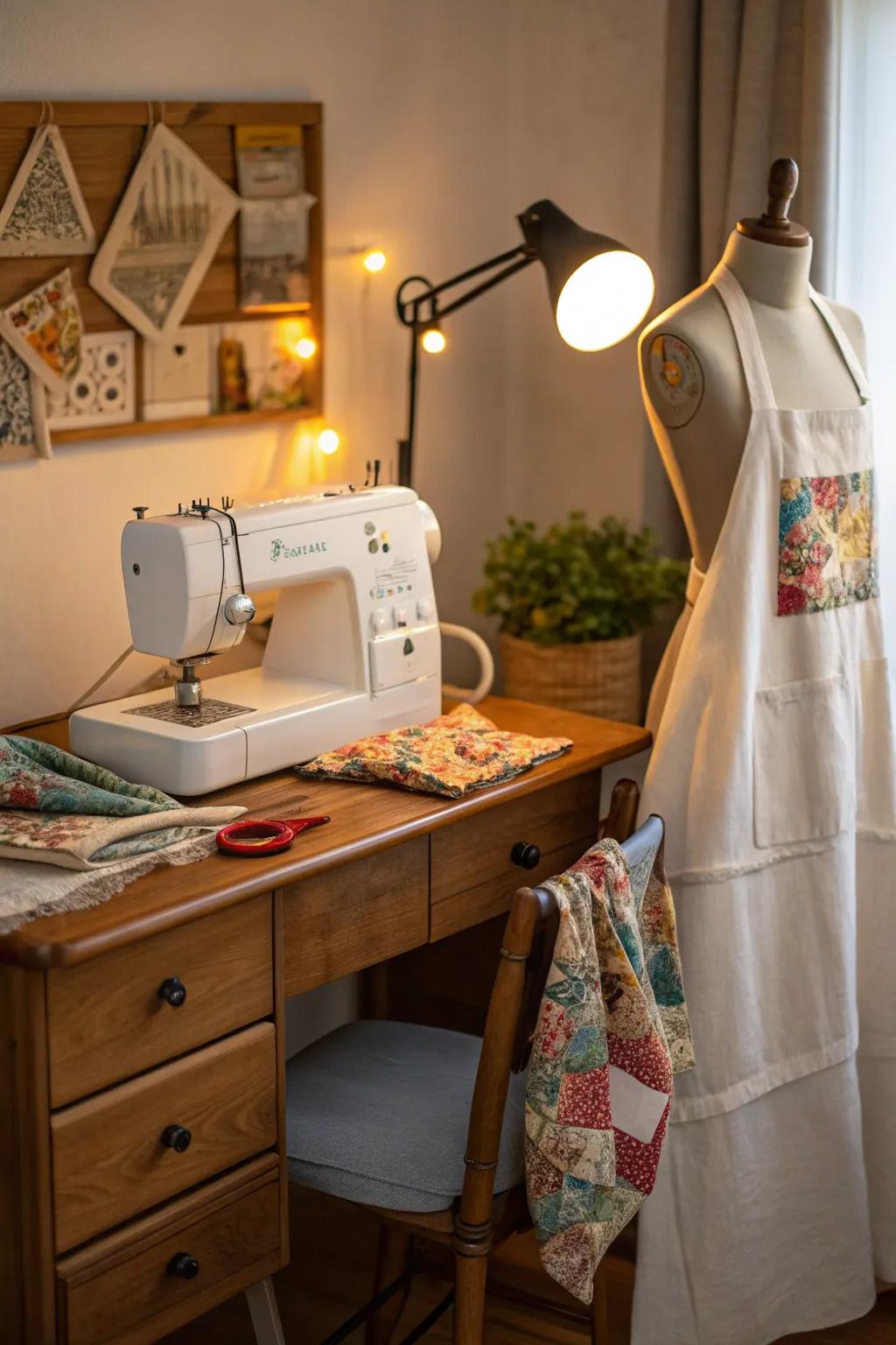 Crafted with love: A cozy corner for sewing projects.