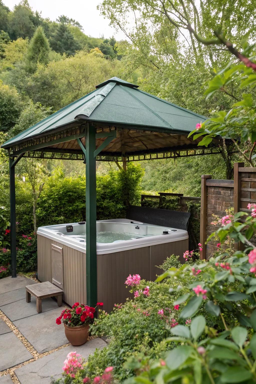 Blend nature and design with a green roof canopy.
