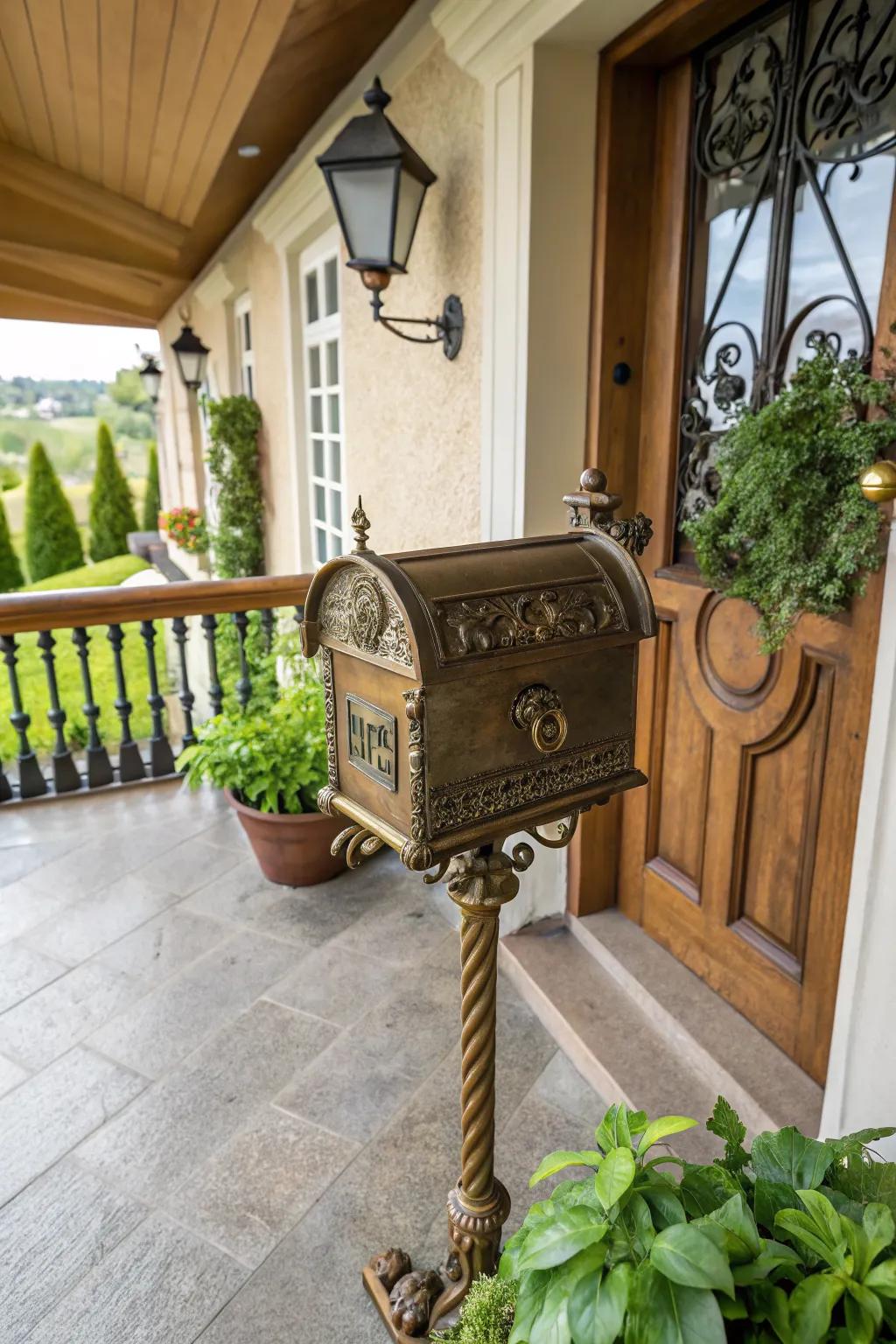 A vintage envelope-style mailbox that evokes timeless charm